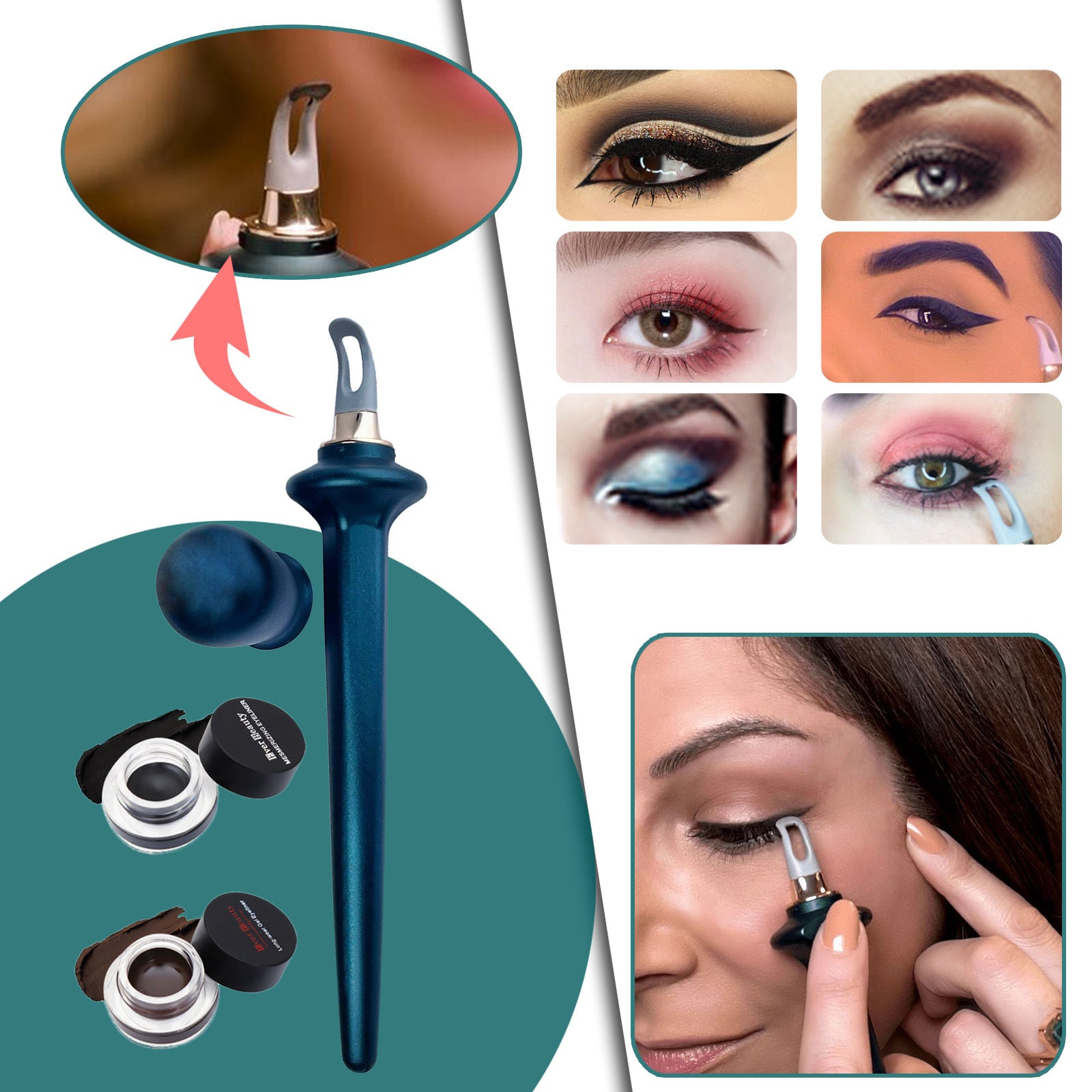 No-Skip Eyeliner Reusable Silicone Eyeliner Guide Tools Eyeliner Gel Pencil Set - QWIEL®