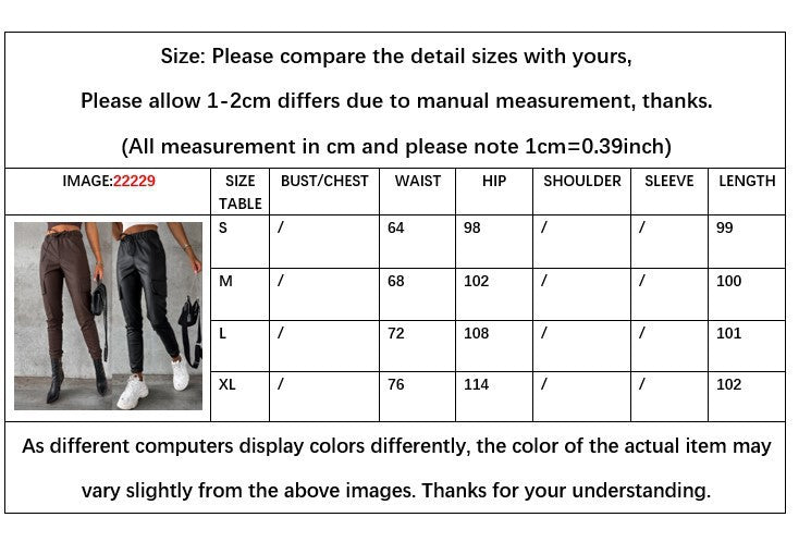 Women's Waist-tight Street Tether Leather Pants