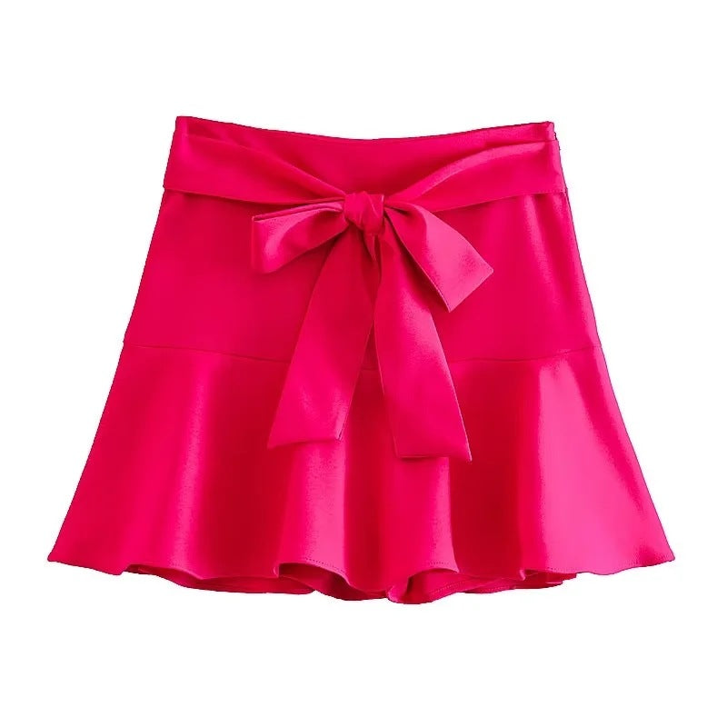 Women's Summer Bowknot Decoration Lotus Leaf Skirt