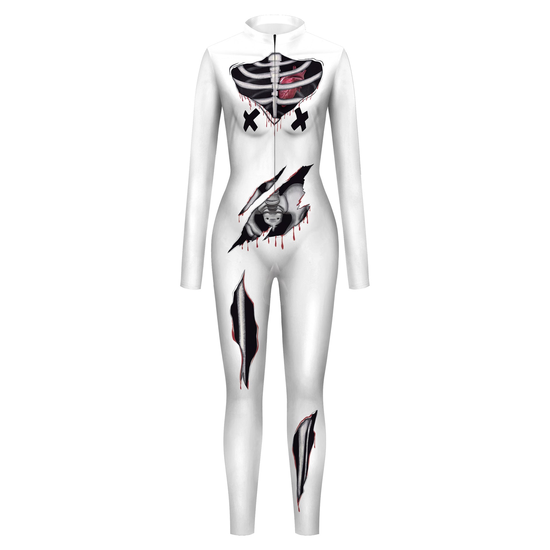 Women's Halloween Tight Body Skeleton Digital Printing Cool Jumpsuit - QWIEL®