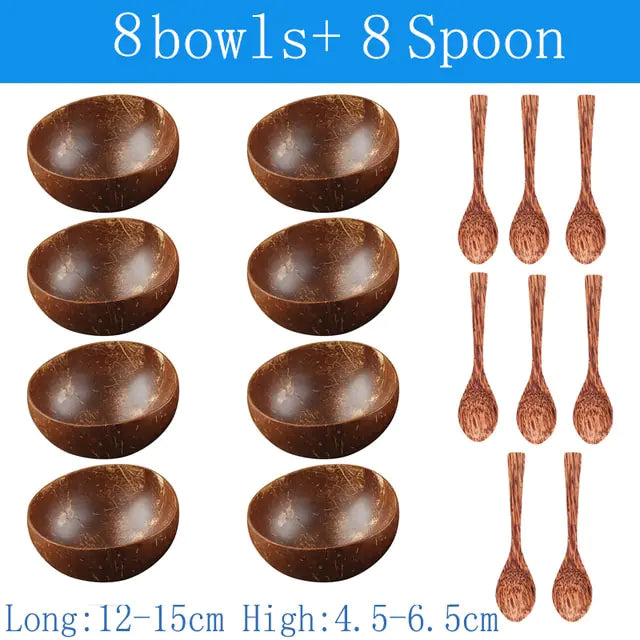 Natural Coconut Bowl Spoon Tableware Set