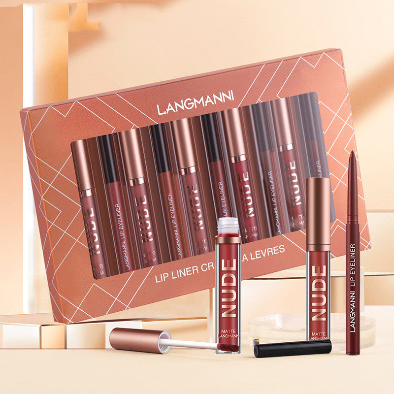 Lip Liner And Lipstick Makeup 12 Pcs Set 6 Matte Lipstick 6 Lip Liner Pens Waterproof Long Lasting Matte Lipstick Beauty Cosmetics Makeup Gift For Girls Lipstick Set - QWIEL®