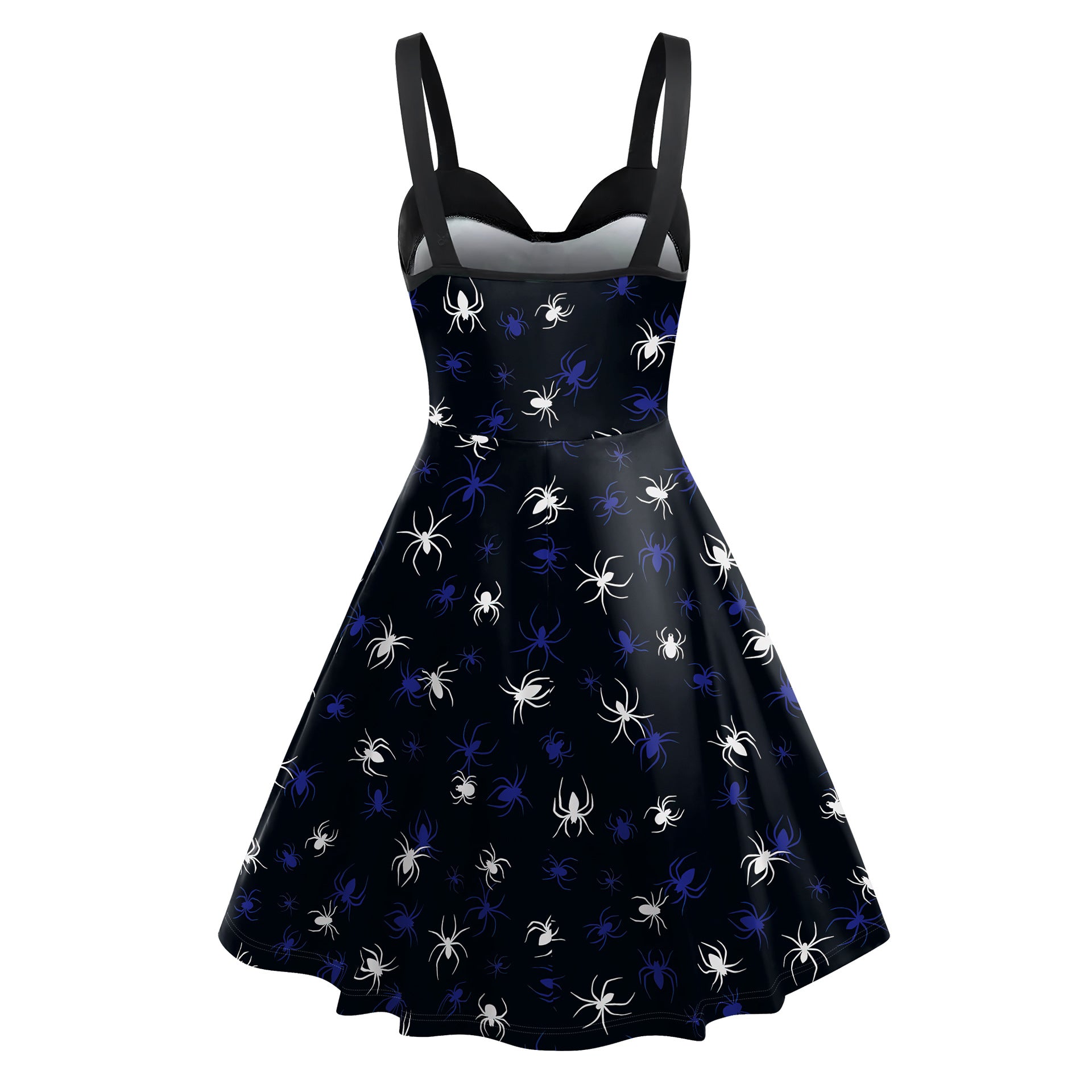 Women's Skeleton Spider Web Digital Printing Slip Dress