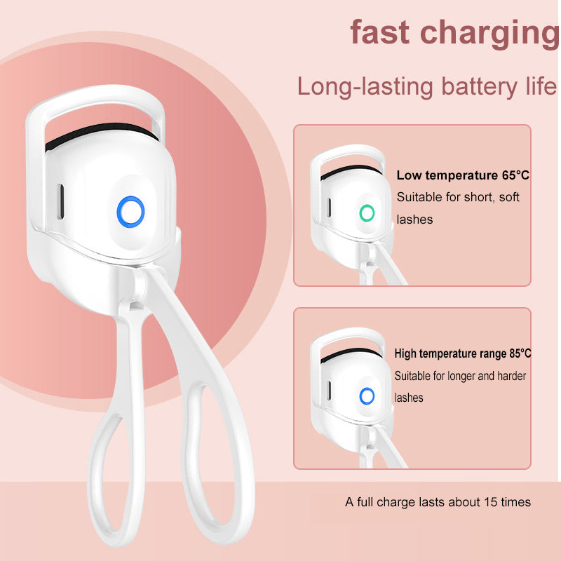 Eyelash Curler Portable Electric Heated Comb Eye Lash Long Lasting Eyelashes Curls Thermal Eyelash Curler Makeup Tools Heated Eyelash Curlers,Rechargeable Electric Eyelash Curler,Handheld Eyelash Heat - QWIEL®