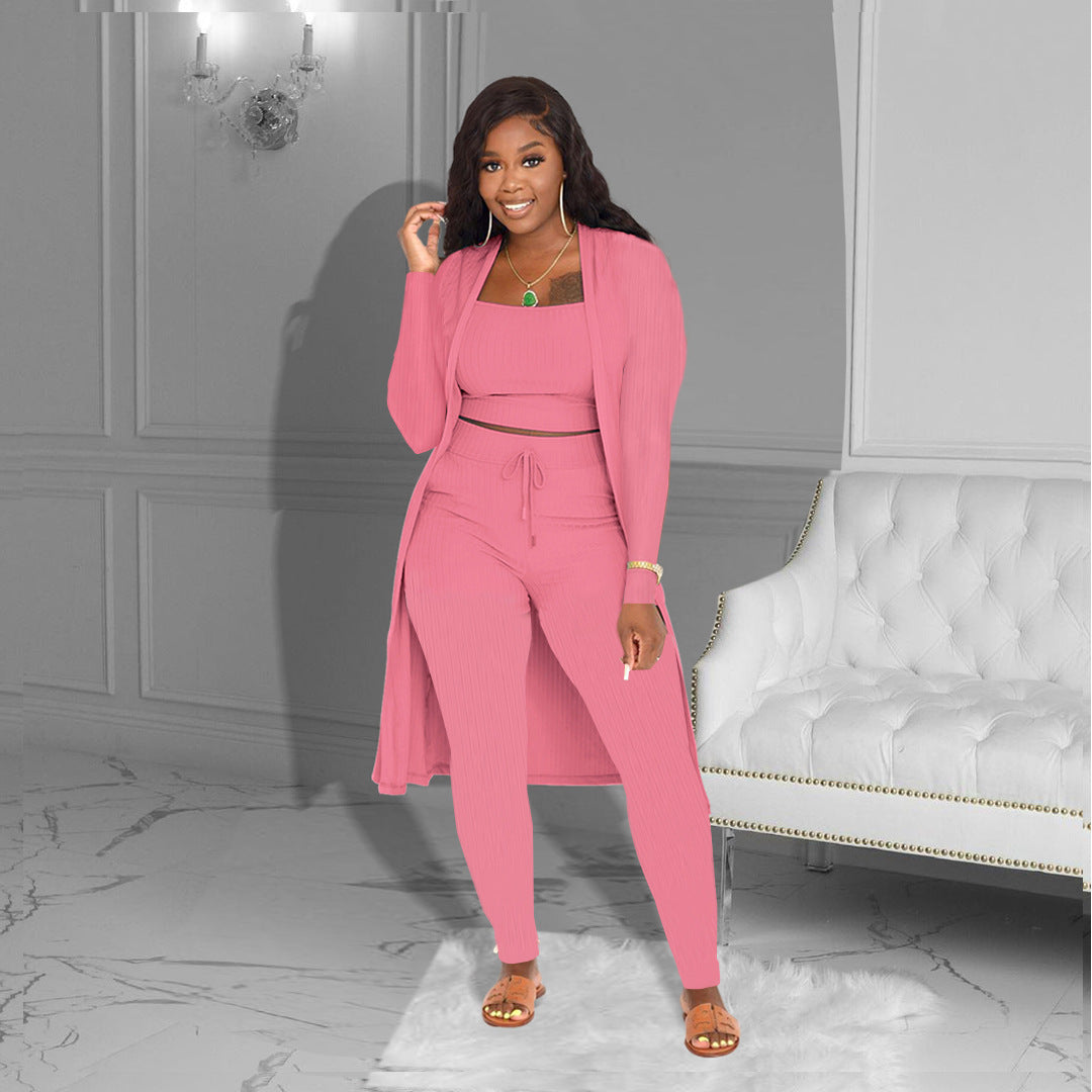 Women's Fashion Solid Color Three-piece Suit