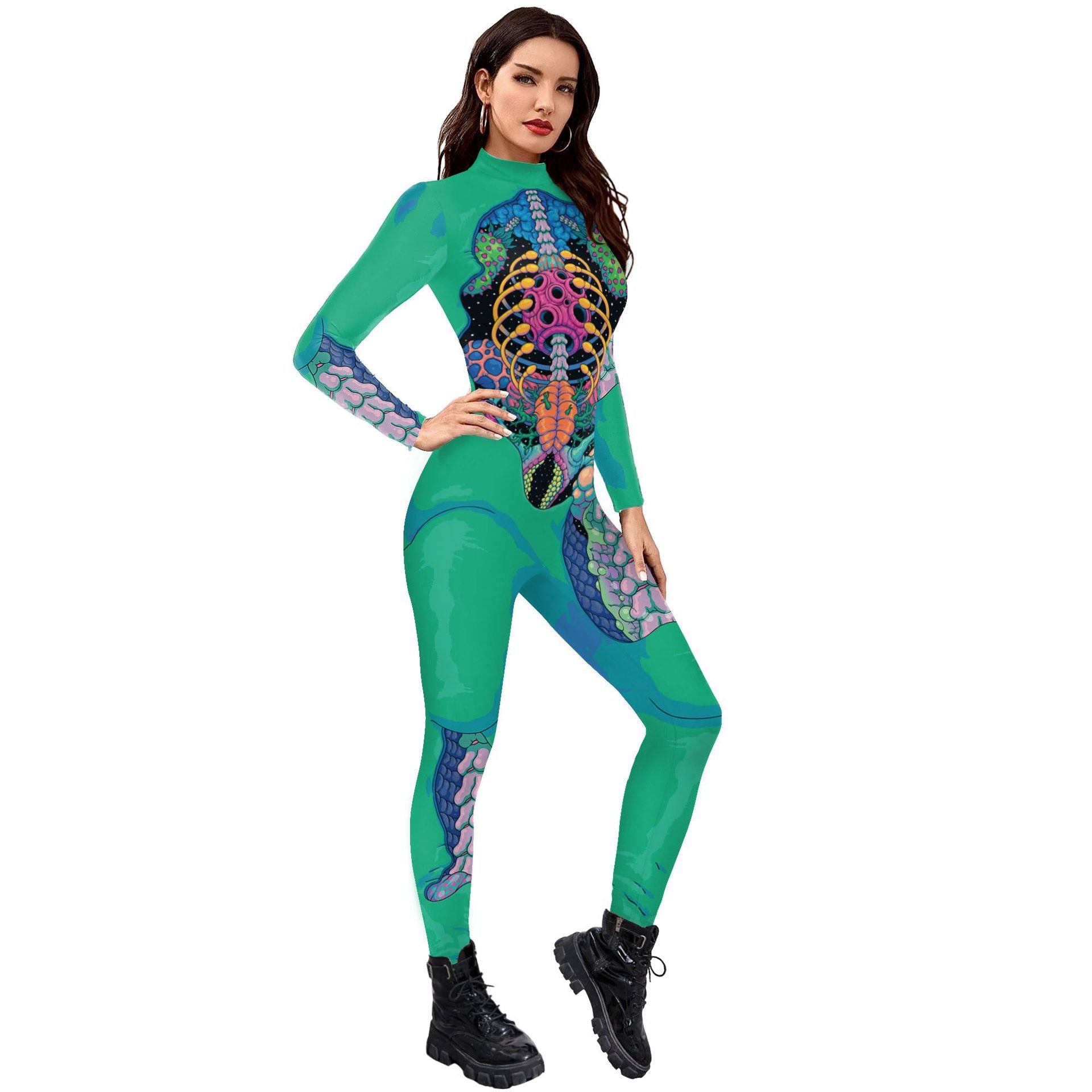 Women's Human Skeleton Digital Printing Jumpsuits For Performance