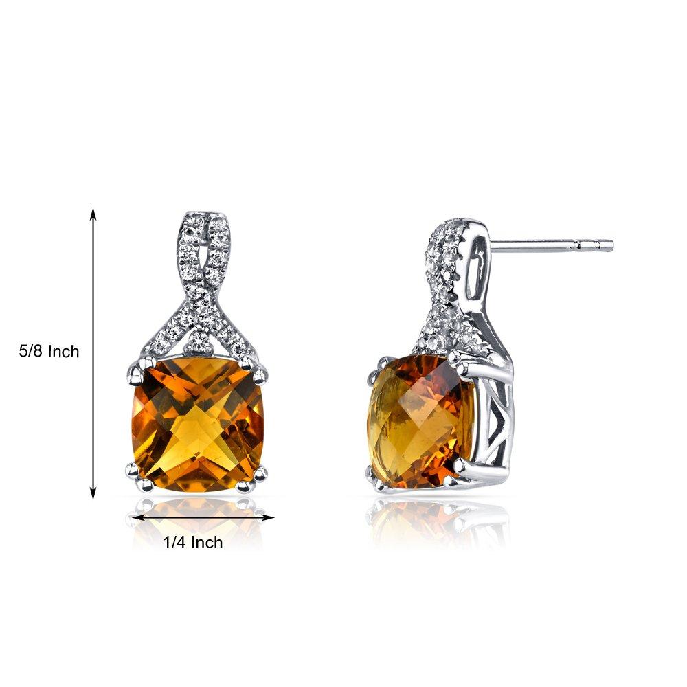 2.00 CT Cushion Cut Citrine Stud Earring in 18K White Gold Plated