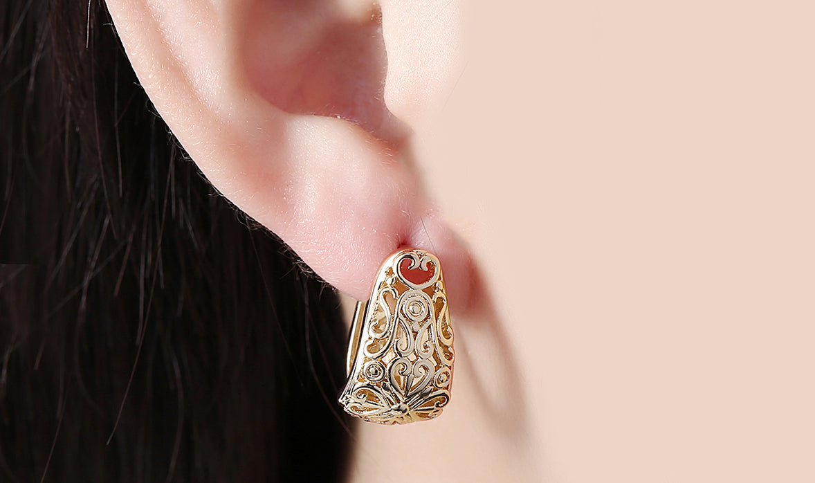 14K Gold Plating Filigree Laser Cut Clip On Earrings