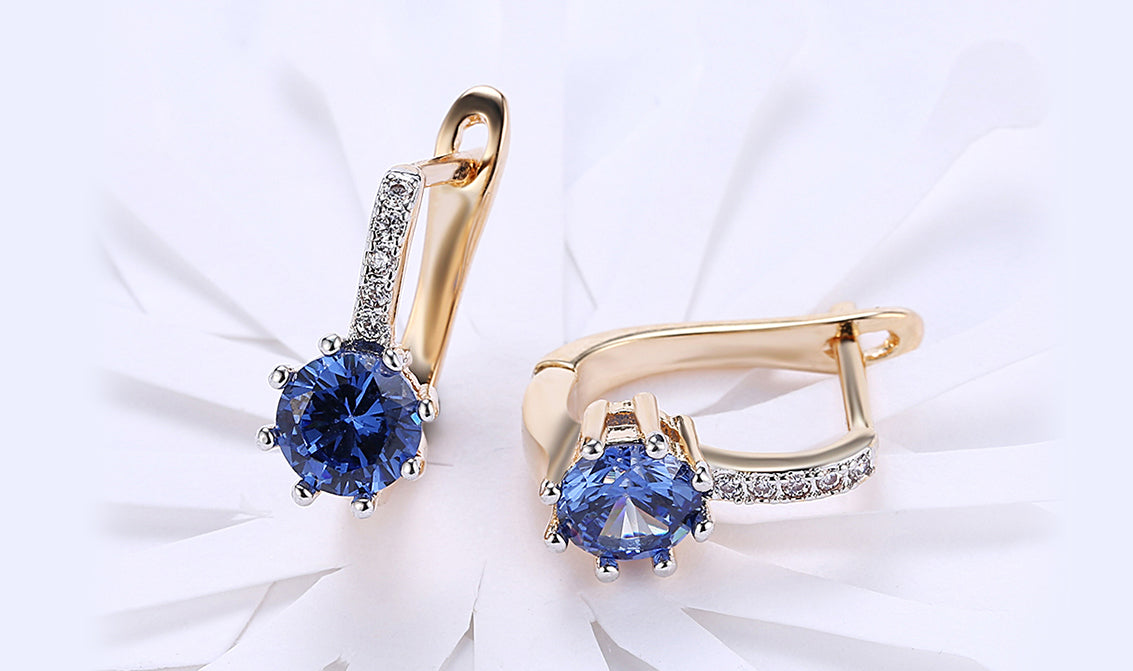 14K Gold Plating  Elements Starburst Leverback Pav'e Clip On Earrings