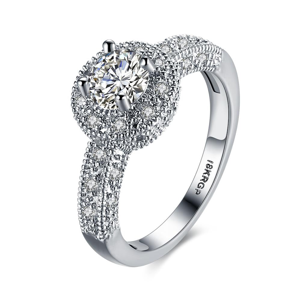 1.90 CTTW Single Crystal Multi-Pav'e Engagement Ring Set in 18K White Gold