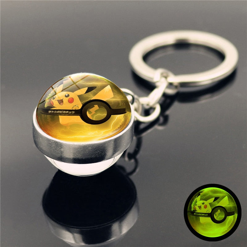 Glass Ball Pendant Cartoon Keychain