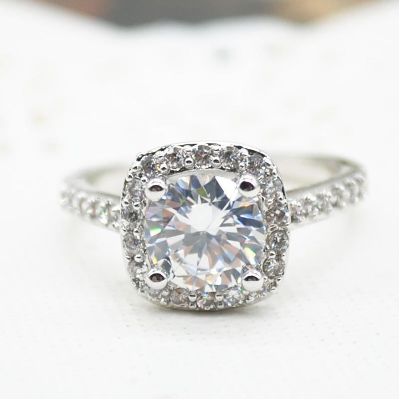 2.00CTTW Cushion-Cut Queen White  Elements Ring