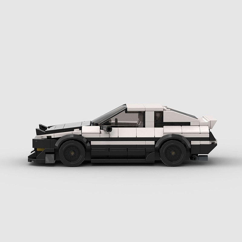 AE86 Black White Building Blocks Toy Car