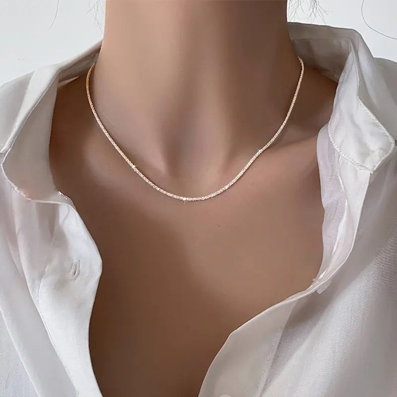 Sparkling Clavicle Chain Necklace