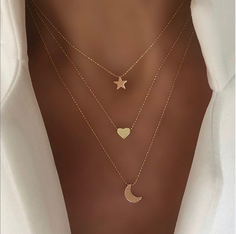 3 Piece Celestial Drop Necklace 18K Gold Plated Necklace in 18K Gold Plated ITALY Design