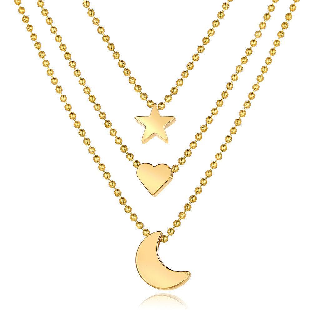 3 Piece Celestial Drop Necklace 18K Gold Plated Necklace in 18K Gold Plated ITALY Design