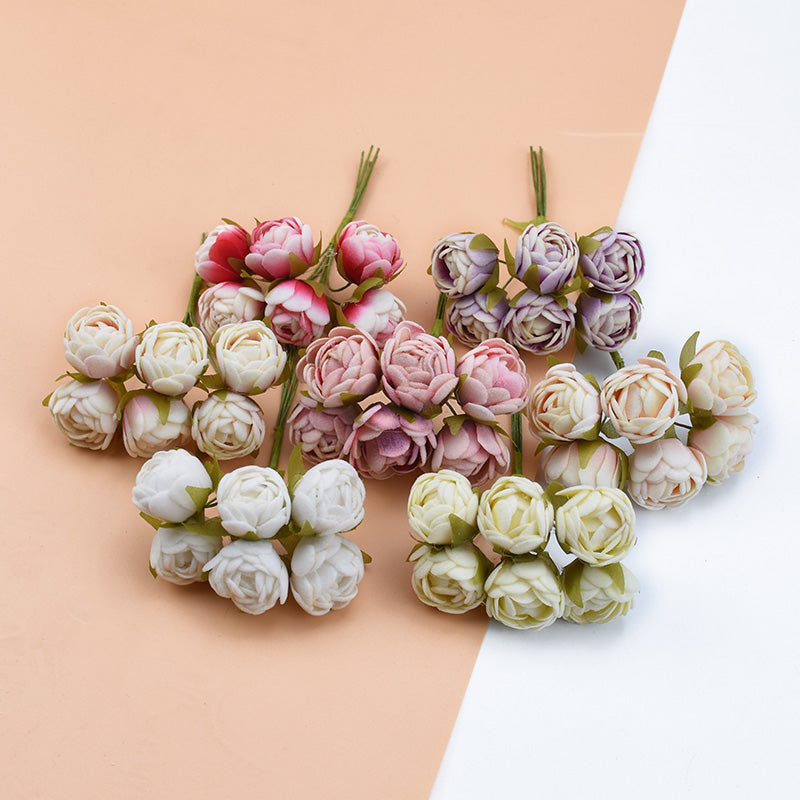 6Pcs Silk Tea Roses Buds