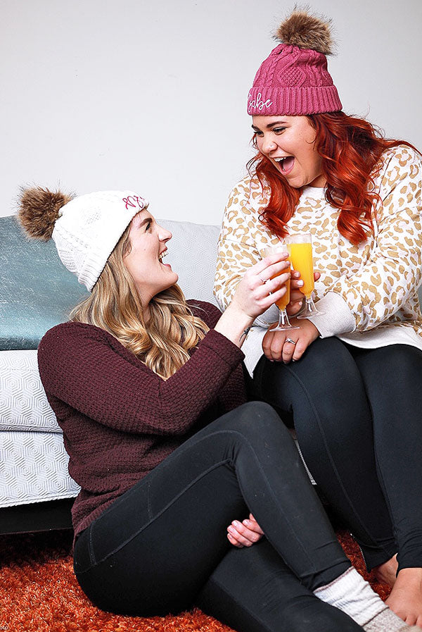 Babe and Bride Knitted Pom Pom Beanies