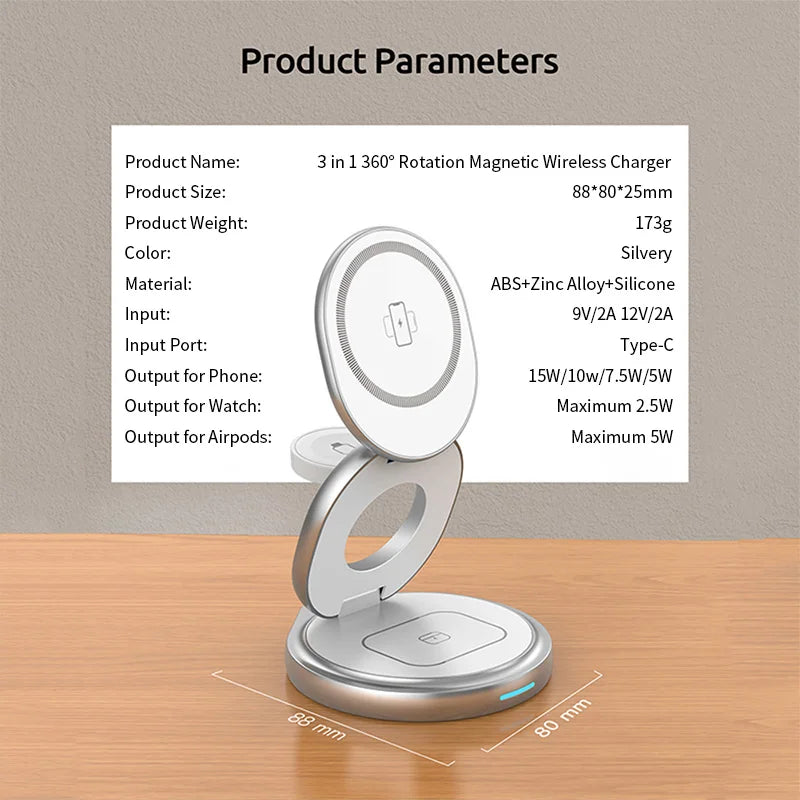 3 In 1 Metal Wireless Charger