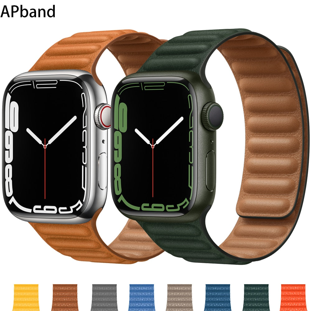 Leather Link Magnetic Loop Bracelet iWatch Series