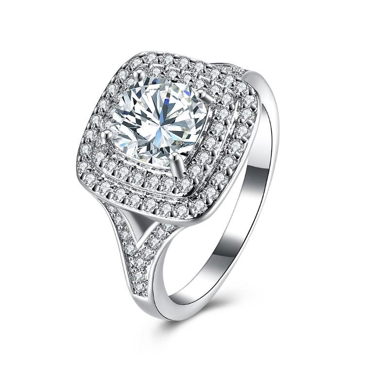 2.50 ct Cushion Double Halo Square Engagement Ring