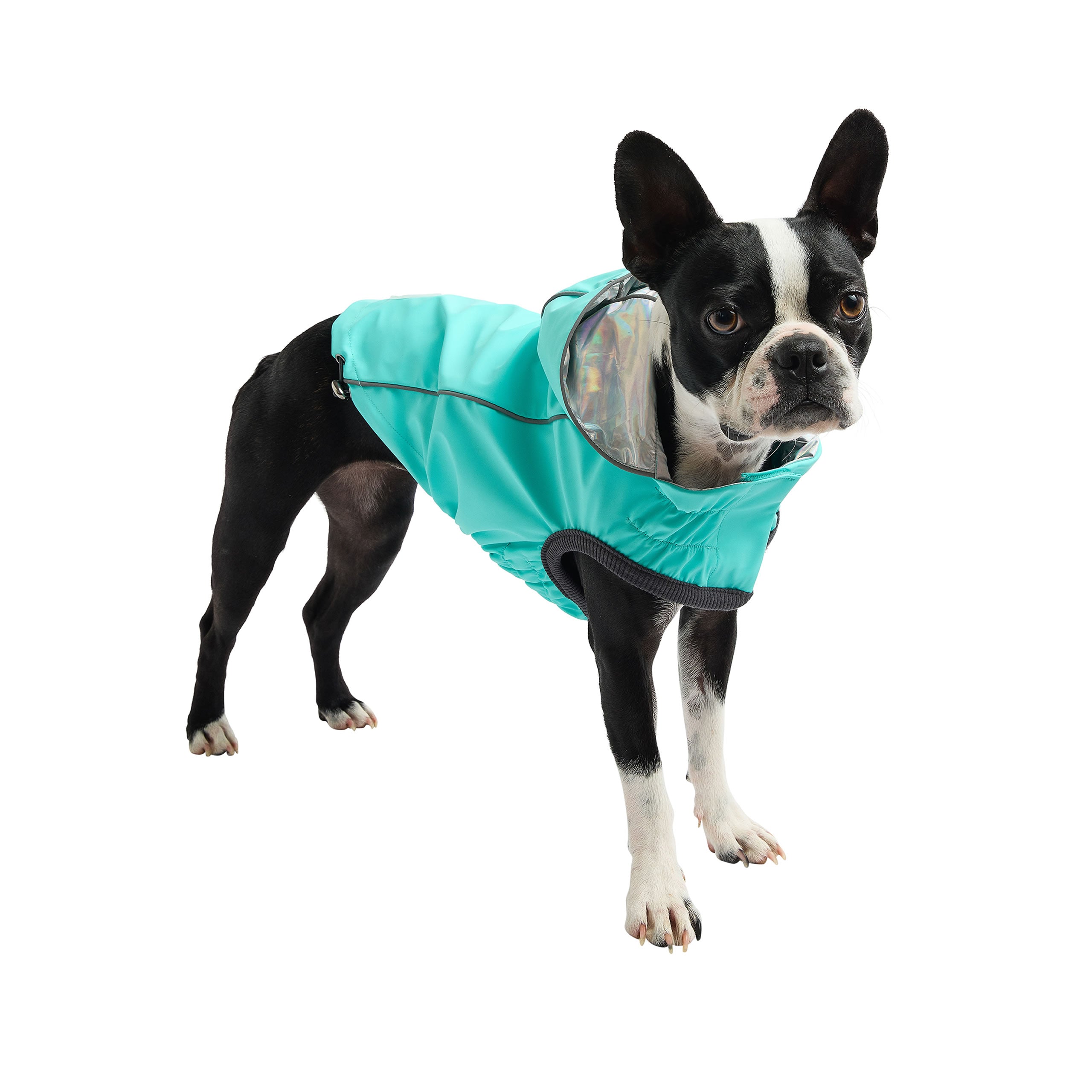 Reversible Raincoat - Neon Aqua with Iridescent