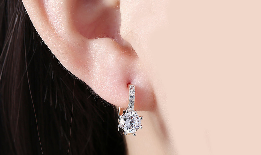 14K Gold Plating  Elements Starburst Leverback Pav'e Clip On Earrings