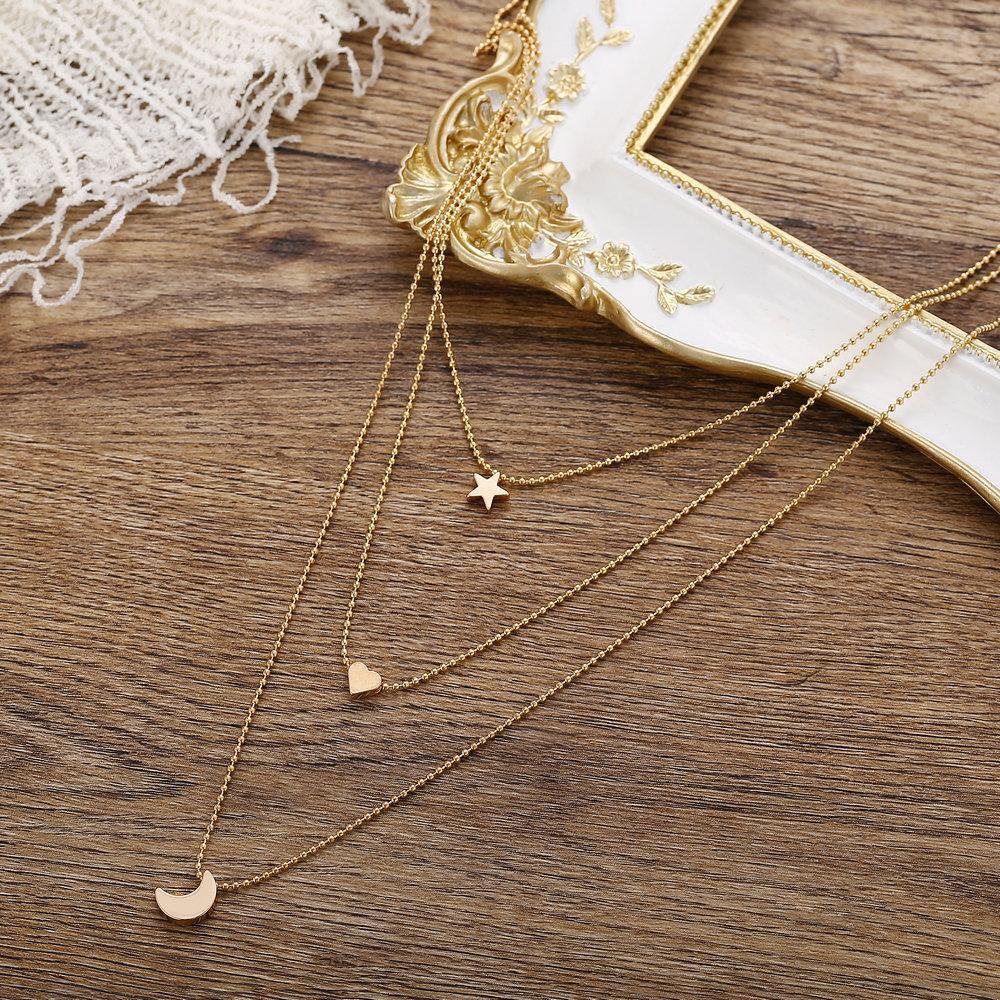 3 Piece Celestial Drop Necklace 18K Gold Plated Necklace in 18K Gold Plated ITALY Design