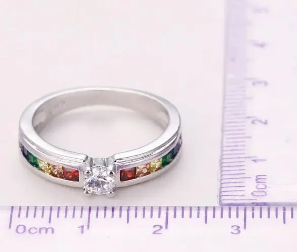 Colorful Cubic Zirconia Women Engagement Ring