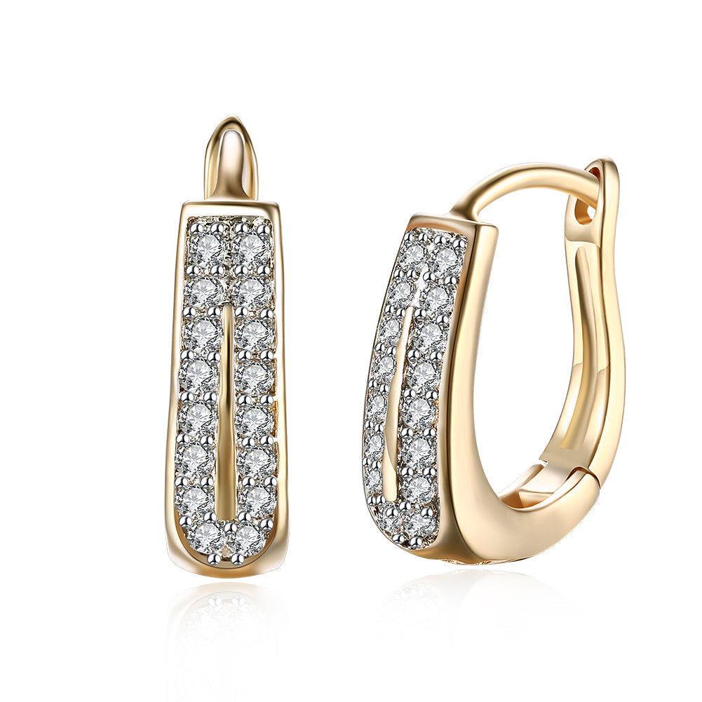 0.60" Double Row Huggie Earring in 18K Gold Plated