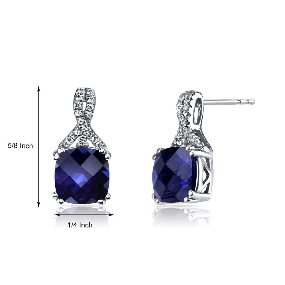 2.00 CT Cushion Cut Sapphire Stud Earring in 18K White Gold Plated