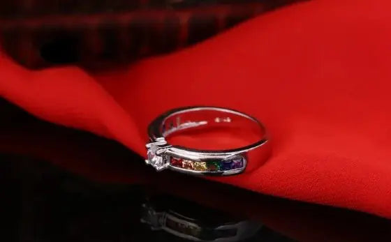 Colorful Cubic Zirconia Women Engagement Ring