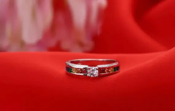 Colorful Cubic Zirconia Women Engagement Ring