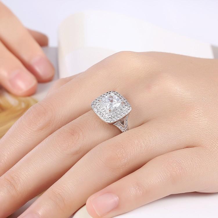 2.50 ct Cushion Double Halo Square Engagement Ring