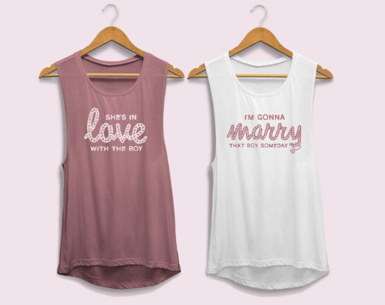 She's In Love with the Boy - Bachelorette Party Flowy Muscle Tank Tops