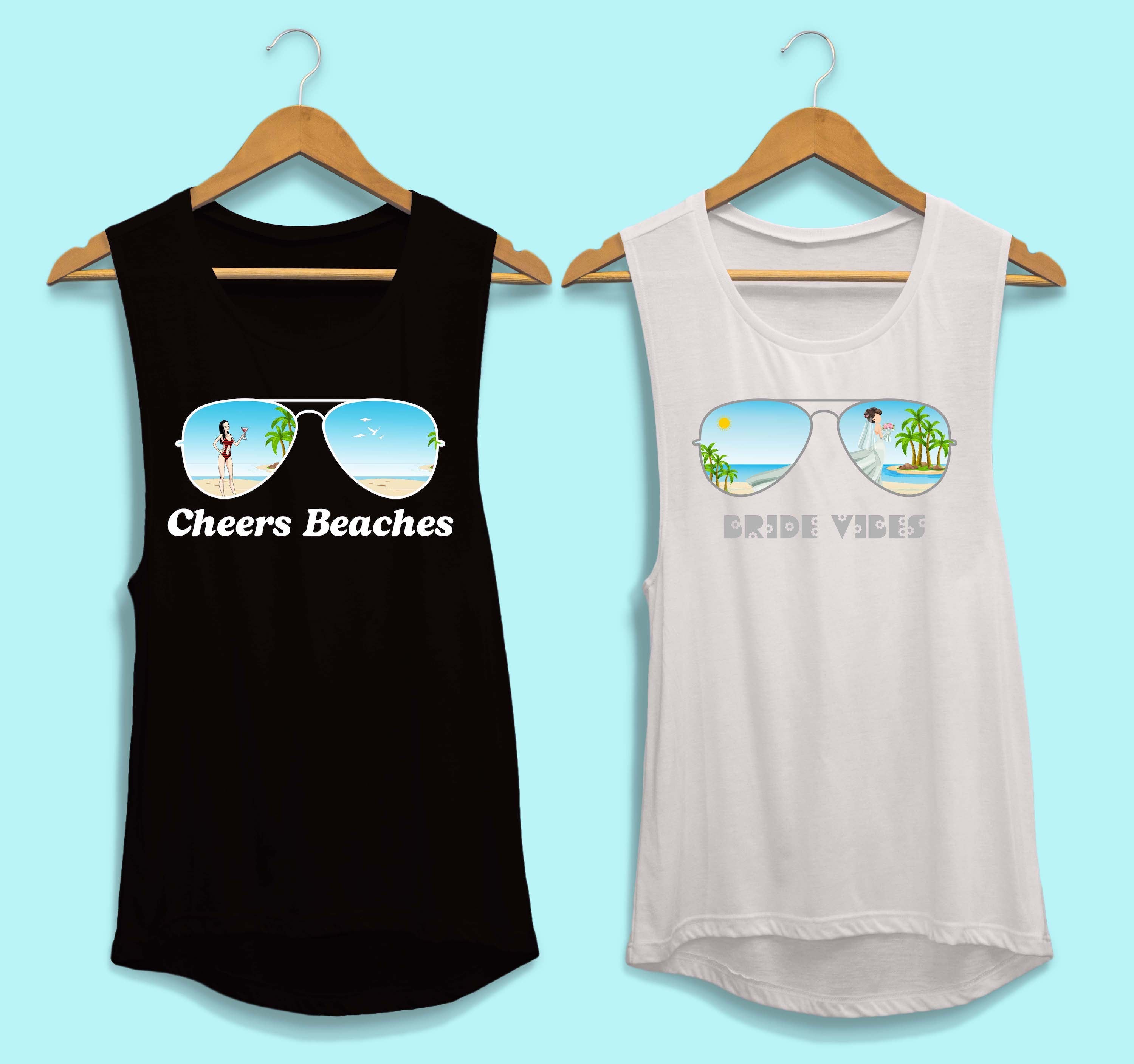 Beach Vibes - Bachelorette Beach Party Flowy Muscle Tank Tops