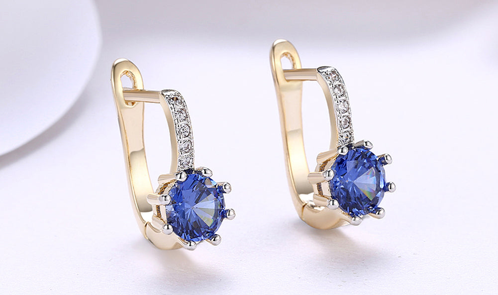 14K Gold Plating  Elements Starburst Leverback Pav'e Clip On Earrings