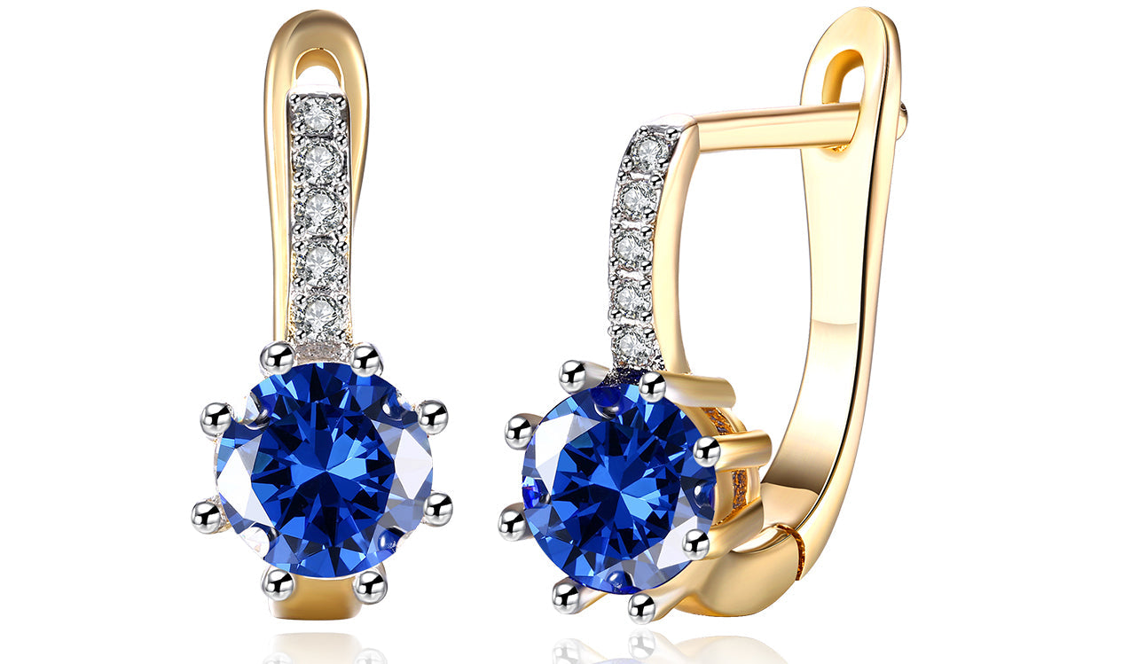 14K Gold Plating  Elements Starburst Leverback Pav'e Clip On Earrings