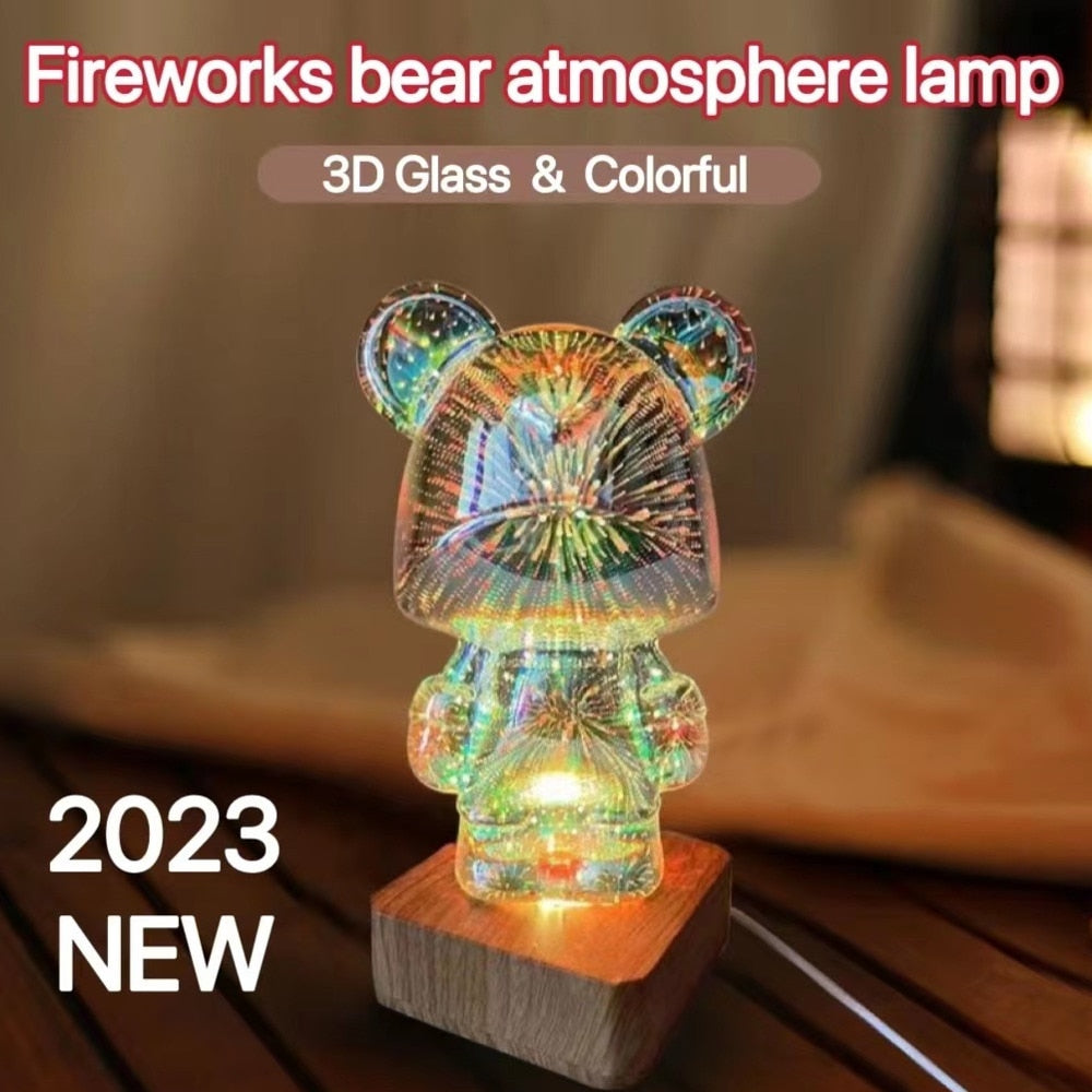 3D Bear Firework Light Lamp