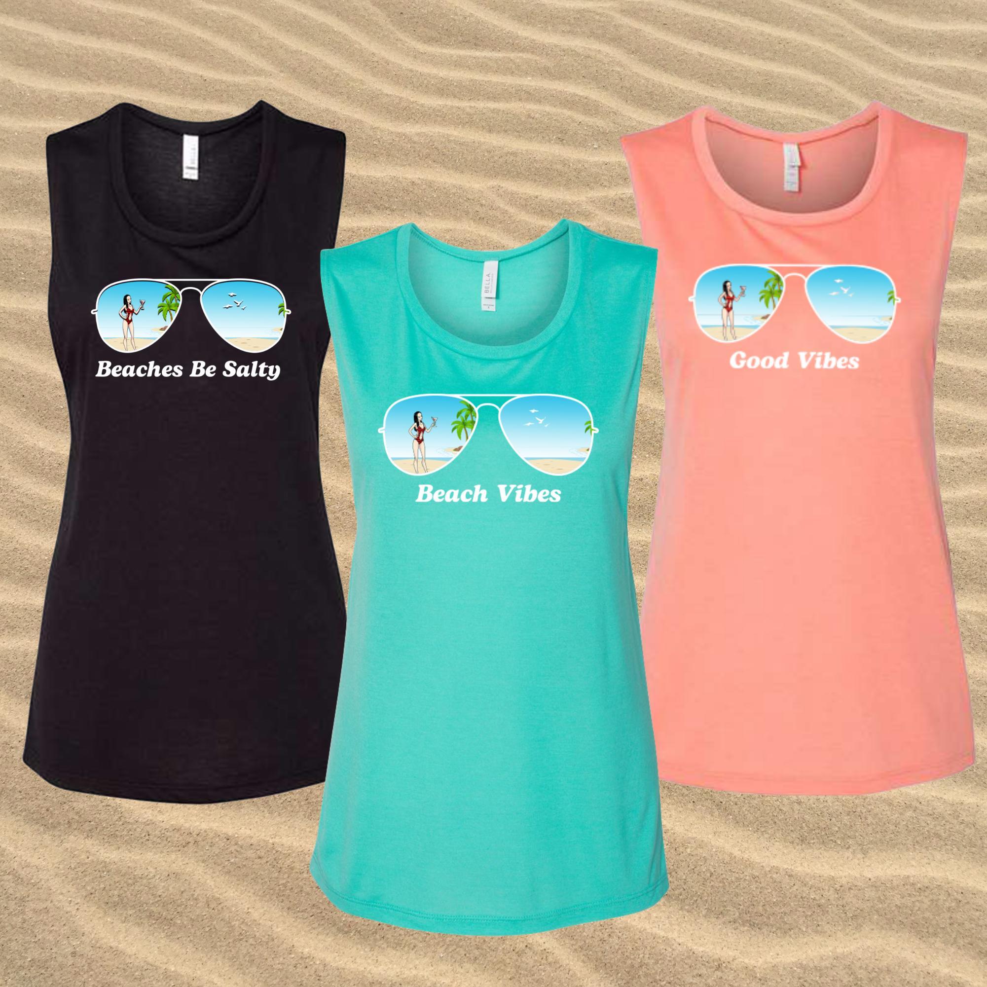 Beach Vibes - Bachelorette Beach Party Flowy Muscle Tank Tops