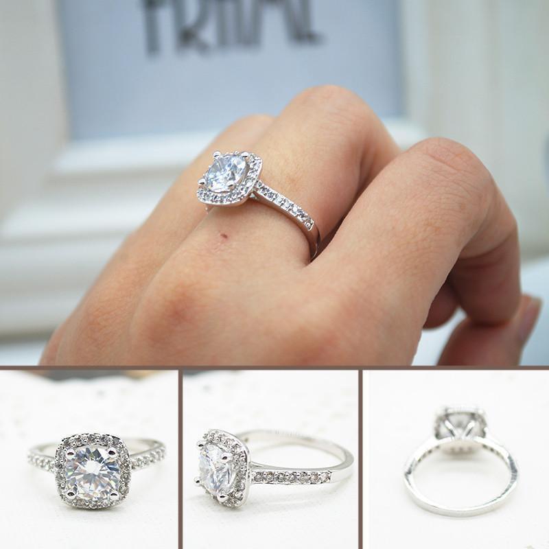 2.00CTTW Cushion-Cut Queen White  Elements Ring