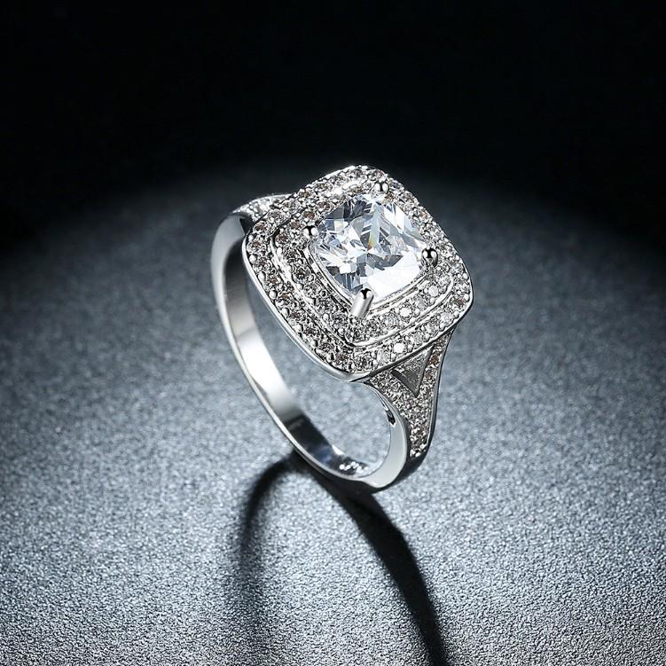 2.50 ct Cushion Double Halo Square Engagement Ring