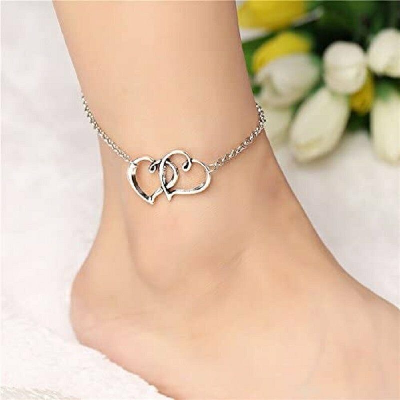 Women's Double Heart Arrow Shape Ankle Bracelet